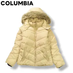 【極暖】 コロンビア COLUMBIA フーデット ダウン ジャケット キルティング M ベージュ アウトドア ウェア レディース ♪