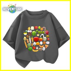 ひみつのおるすばん 半袖Tシャツ 薄手トップス 灰色グレーダークグレー ROBLOX　ゲーム 90 100 110 120 130 140 150  子供服キッズ服
