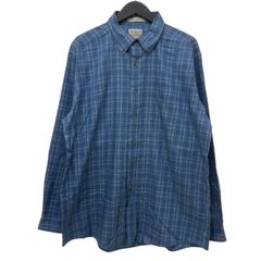 LGM730 L.L.Bean エルエルビーン 長袖 ボタンダウン シャツ 羽織り トップス コットン 綿 100% ブルー系 チェック柄 総柄 メンズ L