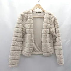 ◇ ⊇ gina tricot ジーナトリコ ボアジャケット ガウン 長袖 ジャケット コート サイズ S ベージュ系 レディース E  【1412260020718】