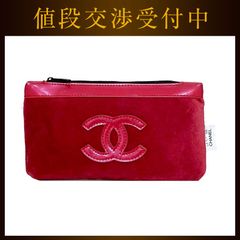 シャネル ポーチ レッド BEAUTE 美品 ベロア ビニール 中古