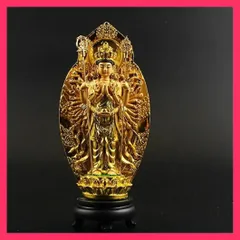 中国古美術・旧蔵の陶磁器、宝珠を持つ静かな思索の観音・12x41cm