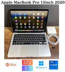 ［美品］Apple MacBook Pro 13inch 2020/Core i7 2.3GHz/メモリ32GB/SSD1TB/Windows11/Office 2024/472