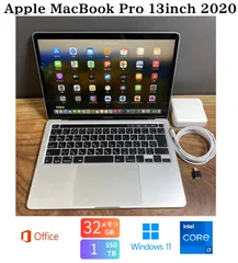 ［美品］Apple MacBook Pro 13inch 2020/Core i7 2.3GHz/メモリ32GB/SSD1TB/Windows11/Office 2024/Ri472