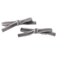 【グレー×2セット】[Cream dot. クリームドット公式] ヘアアクセサリー レディース 2点セット ヘアクリップ ベロア ミニ リボン ベルベット 前髪 小さめ 髪留め まとめ髪 大人