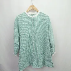 ◇ Θ SM2 サマンサ モスモス ストライプ柄 長袖 シャツ サイズF グリーン レディース E  【1503040001659】