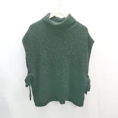 ◇ GLOBAL WORK ハイネック ケーブル 起毛 リボン スリット ノースリーブ ニット サイズF ブラック系 レディース E  【1305020011487】