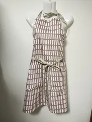 ハンドメイド　エプロン　格子　いちごミルク　A008