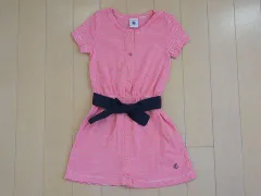 プチバトー PETIT BATEAU アウトレット 子供服 女の子 カットソー ワンピース 3歳 約 90cm ピンク ボーダー 半袖 春 夏 ベビー服 ★4 ガールズ 女児 キッズ ベビー 【中古】 リサイクル 古着 子ども服 こども