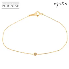 アガット agete ダイヤ 0.03ct ブレスレット 16.5cm K18 YG イエローゴールド 750 Diamond Bracelet 90265512