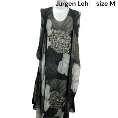 美品　ヨーガンレール　Jurgen Lehl　幻想的花柄　コットン　ロング　ワンピース　M、9号　レディース　S5Q575