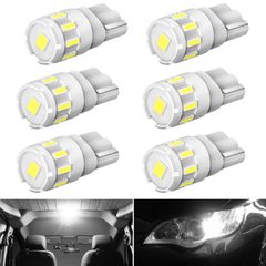 【在庫セール】T10 LED 爆光 ホワイト キャンセラー内蔵 短絡防止 BORDAN 車検対応 無極性 10SMD 12V 1.2W 6個入り ルームランプ/ポジション/ライセンスランプ/ナンバー灯/メーターランプ