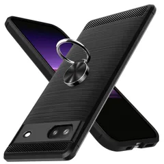 【人気商品】柔軟 薄型 衝撃吸収 スマホケースリング 米軍MIL規格取得 tpu 保護カバー シリコン 黄変防止 カバー 指紋防止 6A Pixel 軽量 Pixel 耐久性 ケース 専用カバー リング付き耐衝撃 ブルー 6Aケース 黑ブラック0105-PIX