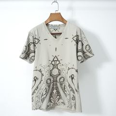 エトロ ETRO イタリア製 ペイズリー柄 プルオーバー カットソー Tシャツ M グレー メンズ 正規品 4-YF025