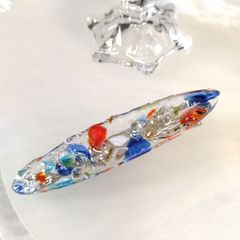 琉球ガラス　ヘアクリップ　ハンドメイド　レジン　ミックスカラー①