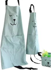 Lumierechat エプロン 親子 親子エプロン ペア お揃い クマ 首掛け タイプ 学校 保育園 幼稚園 2枚 セット a-b1516 親子エプロン/スカイブルー( 親子セット スカイブルー,  親子セット)