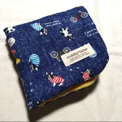 デニム風フレブルちゃん☆8重ガーゼハンカチ　タオル☆ハンドメイド