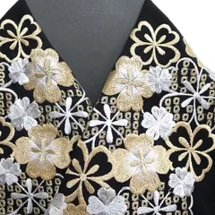 振袖 半衿 半襟 日本製 花 桜 鹿の子 振袖 刺繍半襟 振袖小物 黒色 新品 品番 03501628 桜 鹿の子 No,4 g951 Tsi