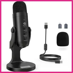 Color:ブラック ZealSound USB マイク コンデンサー マイク PC マイク 卓上マイク 単一指向性 エコー機能付き 会議用 ゲーム 実況 マイク タブレット PC用録音マイク/YouTube用/生通信・ゲーム実況用/Skype/LINE 生放