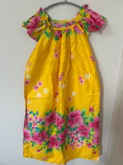 ハワイアンワンピース イエロー　ハイビスカス　アロハワンピース　フラダンス　20250507_0007