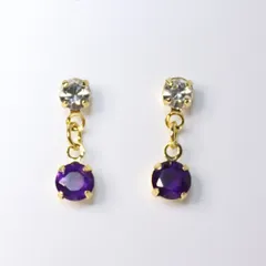アメジスト 天然石 4mm クリスタルストーン ピアス