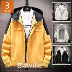 マウンテンメンズ ライトアウター 春物 フード付き ジップアップ ウィンドブレーカー おしゃれ アウター 配色 ジャケット カッコイイ カジュアル  vii3u135552