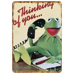 【844】新品 レトロ アルミ看板 ★ Kermit the Frog ★ カーミット セサミストリート マペットショー カエル アメリカン雑貨 ガレージ フェンス ヴィンテージ ブリキ看板