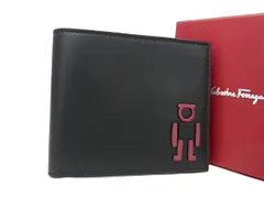 ■新品■未使用■ Salvatore Ferragamo フェラガモ ガンチーニ ロボット レザー 二つ折り 財布 ウォレット ブラック系 BL4750のサムネイル