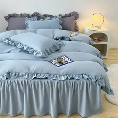 新品 布団カバーセット 寝具カバーセット 3点セット 4点セット フリル付き布団カバー 寝具カバー 洋式・和式兼用 ベッドカバー 掛け布団カバー ボックスシーツ 枕カバー シーツカバー 肌に優しい ピーチスキン加工 北欧風 四季通用