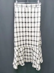 ◇ ◎ ●未使用● clear クリア タグ付 チェック 薄手 ロング マーメイド スカート サイズM ベージュ レディース P  【1407100039937】