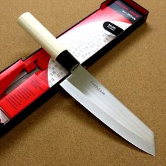 関の刃物 文化三徳包丁 17cm (170mm) 濃州正宗作 ステンレス鋼 白木ハンドル 両刃 万能包丁 文化包丁 肉切り 魚の処理 野菜切り 日本製