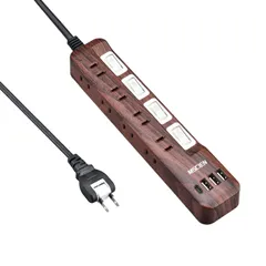 【特価セール】電源タップ usb付き コンセント 雷ガード usb-c 2m マルチ スイッチ たこあし分岐 延長コード oaタップ テーブルタップ スイングプラグ Mscien 壁掛け 木目調 ウォルナット