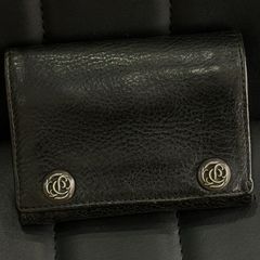 ΩNA3656 真贋保証書付き！大人気！Chrome Hearts クロムハーツ 3フォールド レザー ウォレット 三つ折り財布 フローラル ブラック メンズ