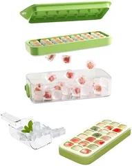 [新品※未使用]  製氷皿 四角氷 押すだけで氷が取れる製氷機、アイストレー、水の注入口付き、ふた付き、家庭用 (?グリーン)のサムネイル