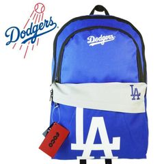 MLB ドジャース ストライプ柄 立体刺繍ロゴ入りリュック○綿100%○大谷