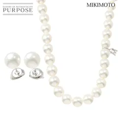 ミキモト MIKIMOTO アコヤ真珠 8.5-7.0mm ネックレス 39cm ピアス 2点セット SV K18 WG パール Necklace Earrings Pierced 90264692