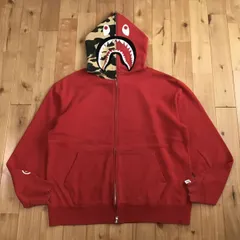 アベイシングエイプ　シャークパーカー　レッド STUSSY ステューシー × アベイシング エイプ ロゴ プリント