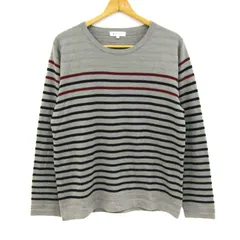 ザショップティーケー セーター トップス 長袖 クルーネック ニット ボーダー柄 メンズ Lサイズ 紺×グレー×赤 THE SHOP TK 【中古】