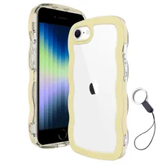 Casesmo iPhone SE 第3世代 用/iPhone SE2 / iPhone8 / iPhone7 ケース クリア 可愛い 韓国 TPU ウェーブ ソフト 滑り止め 薄型 軽量 耐衝撃 おしゃれ スマホケース ストラップホール付き アイフォン SE
