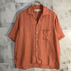 USA製 INDIVIDUALIZED SHIRTS インディヴィジュアライズド シャツ 半袖 開襟シャツ リネン オレンジ M