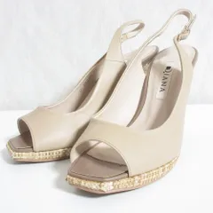 美品 DIANA ダイアナ オープントゥ バックストラップ ハイヒール サンダル パンプス 22.5cm 59235 ベージュ レディース 古着 中古 USED