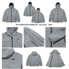 Lサイズ　THE NORTH FACE ノースフェイス M'S STORM FLEECE HOODED JACKET ストーム フリース フーディー フリース メンズ フード パーカー リバーシブル ボアジャケット ブラック グレー