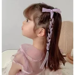 ヘアクリップ ヘアアクセサリー 2個セット キッズ レディース 女の子 子ども ヘアアレンジ 編み込み リボン リボン型 ロングリボン 可愛い 透け感 ccmts0923p031