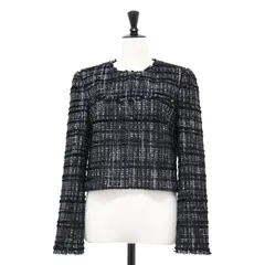 PAULE KA ポールカ ジャケット ブラック 黒 サイズ:36(S) | ノーカラー ツイード ジャケット | フォーマル 長袖 クルーネック ショート丈 コットン | アウター ブルゾン 上着【レディース】【中古】のサムネイル