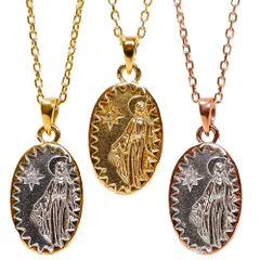 ネックレス メダイ マリア プレート 刻印 サージカルステンレス つけっぱなしOK 金属アレルギー対応