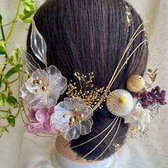 ここちぇ様オーダー専用ページ　アメリカンフラワー髪飾り 和〜 お花 の 髪飾り ⭐︎ アメリカンフラワー 再販-5 ヘアピン