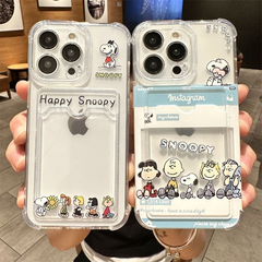 スヌーピー iphone16ケース  シリコンケース 背面カード収納 