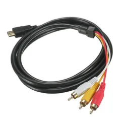 HDMI A/M TO 3RCA 変換ケーブル 金メッキ 高品質 コンポーネント オス テレビ ビデオ端子 1.5m【メール便】