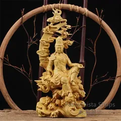 仏教美術 仏像 水月自在観音菩薩仏像 供養 禅意応接間 茶室 装飾品 工芸品置物 Amazon｜仏像 木彫り 置物 観音像 風水【水月観音】菩薩像 高級