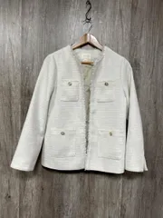 grove グローブ ノーカラー ジャケット sizeM/白  ■■ レディース
